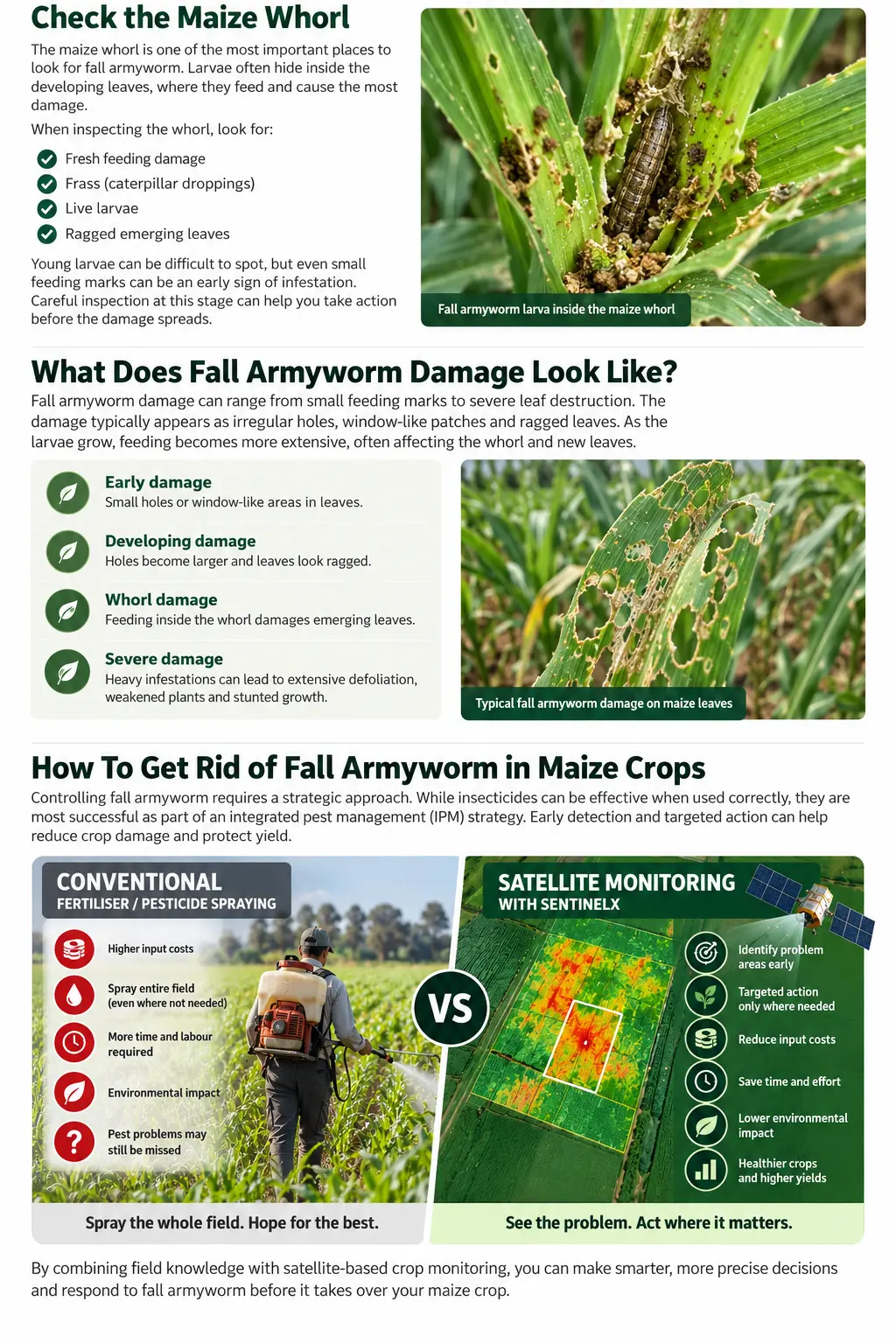 Managing fall armyworm infestations using crop intelligence
