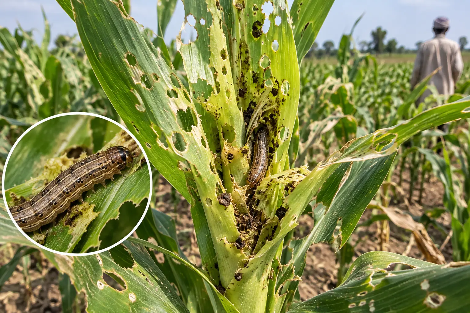 Fall armyworm infestation damaging maize crops